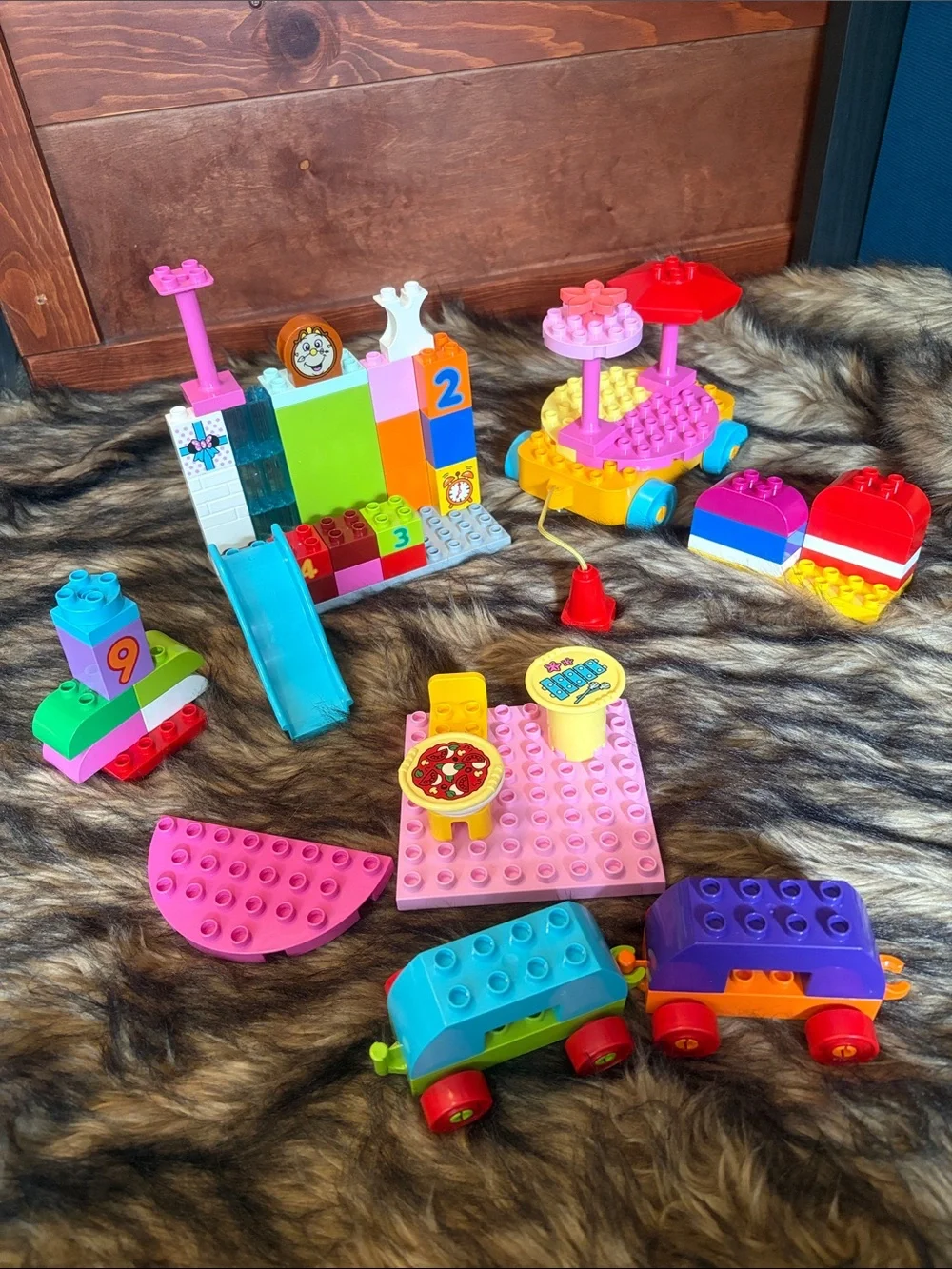 Lego Duplo- Pink & Multicolor Kids Building Block Playset with Vehicles